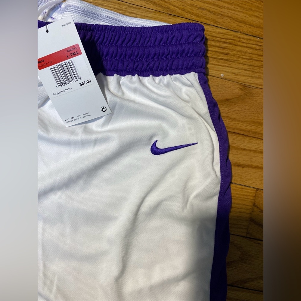 Nike Dri-Fit Crossover basketball Shorts Purple & White Men’s sz L-tall NEW - Picture 6 of 8